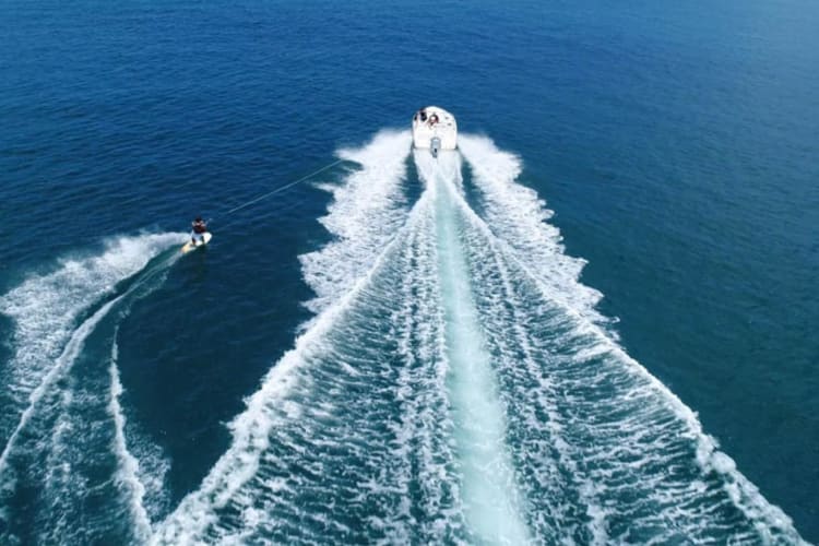 Water skiing at Maradiva
